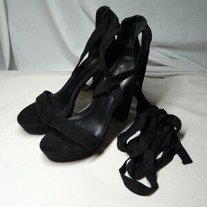Dream Pairs Women Black Suede Lace Up Block Heel Sandals Shoes Size 9